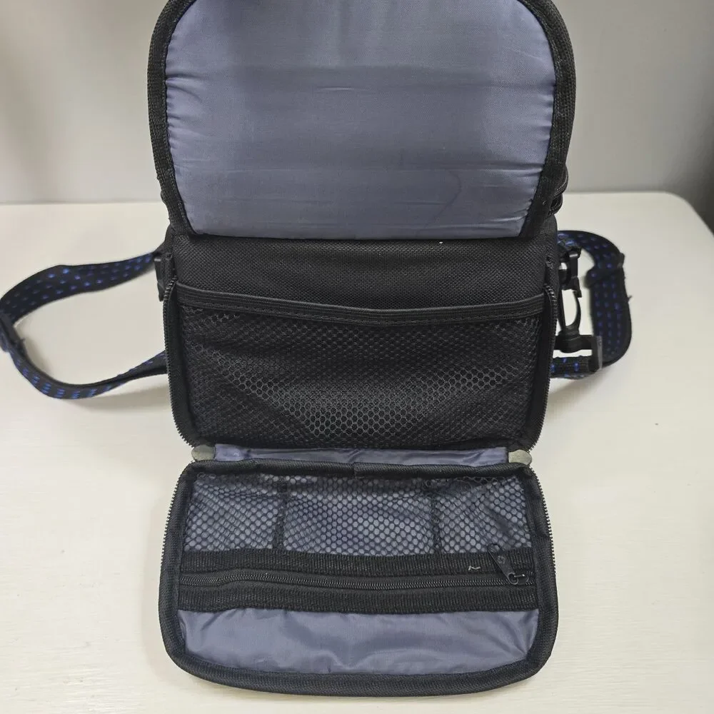 Samsonite-Black Nylon Padded Camera Shoulder Bag Dividers Adjustable Compartment